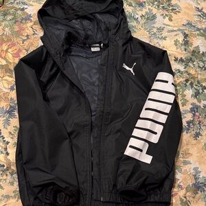 Puma Black Hooded Jacket with White Logo